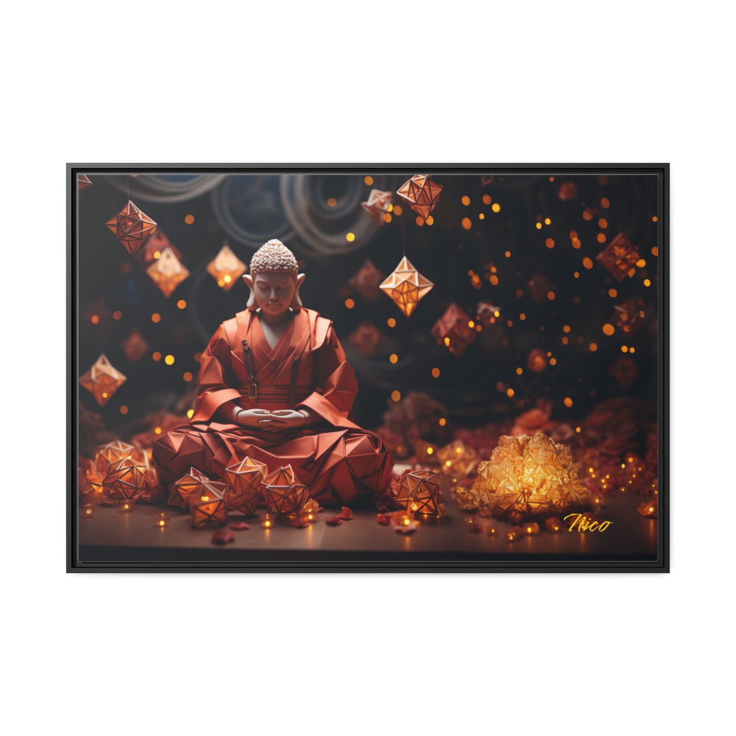 Ascending Buddha Series Print #7 - Black Framed Canvas Print