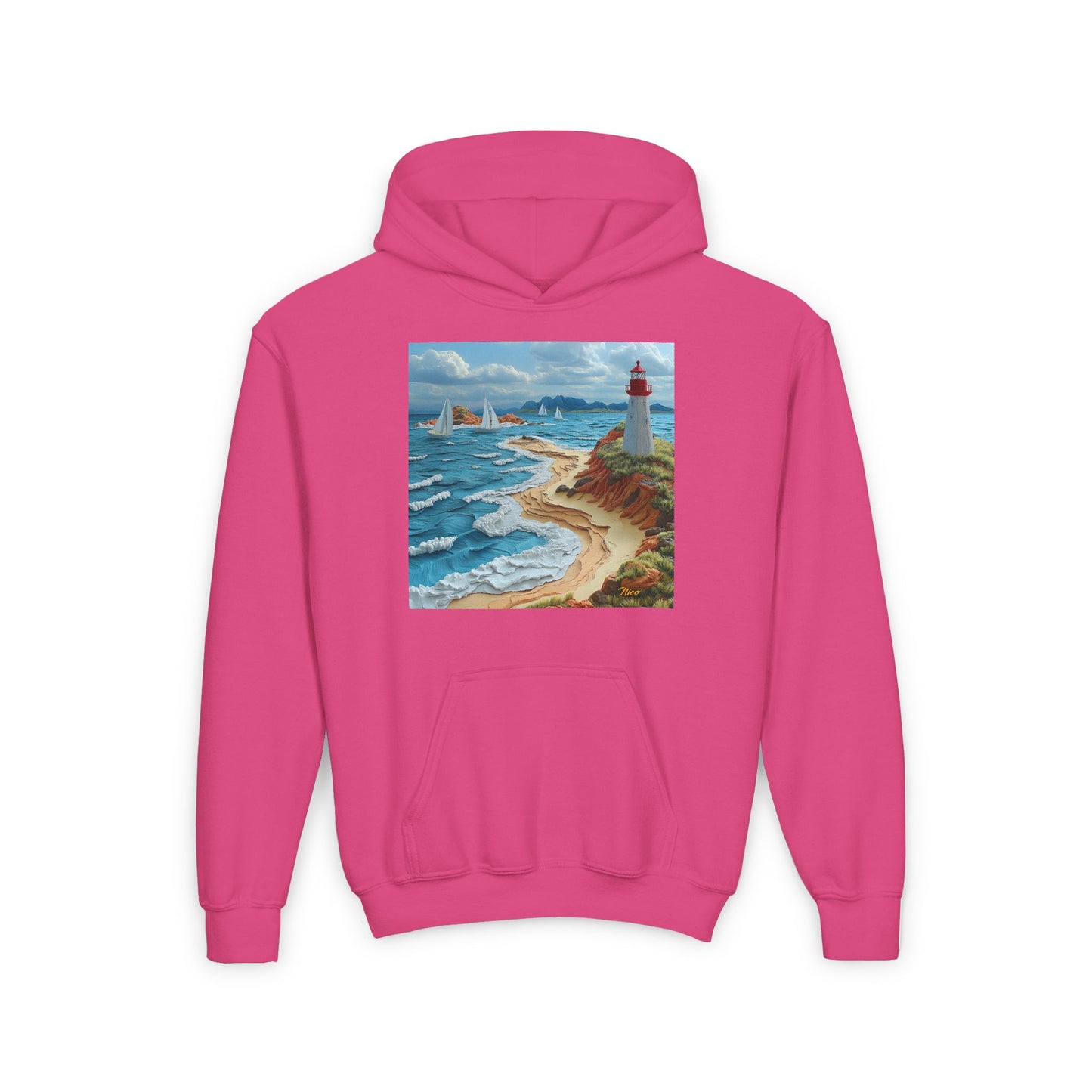 By The Seaside Series Print #4 Youth Heavy Blend Hooded Sweatshirt