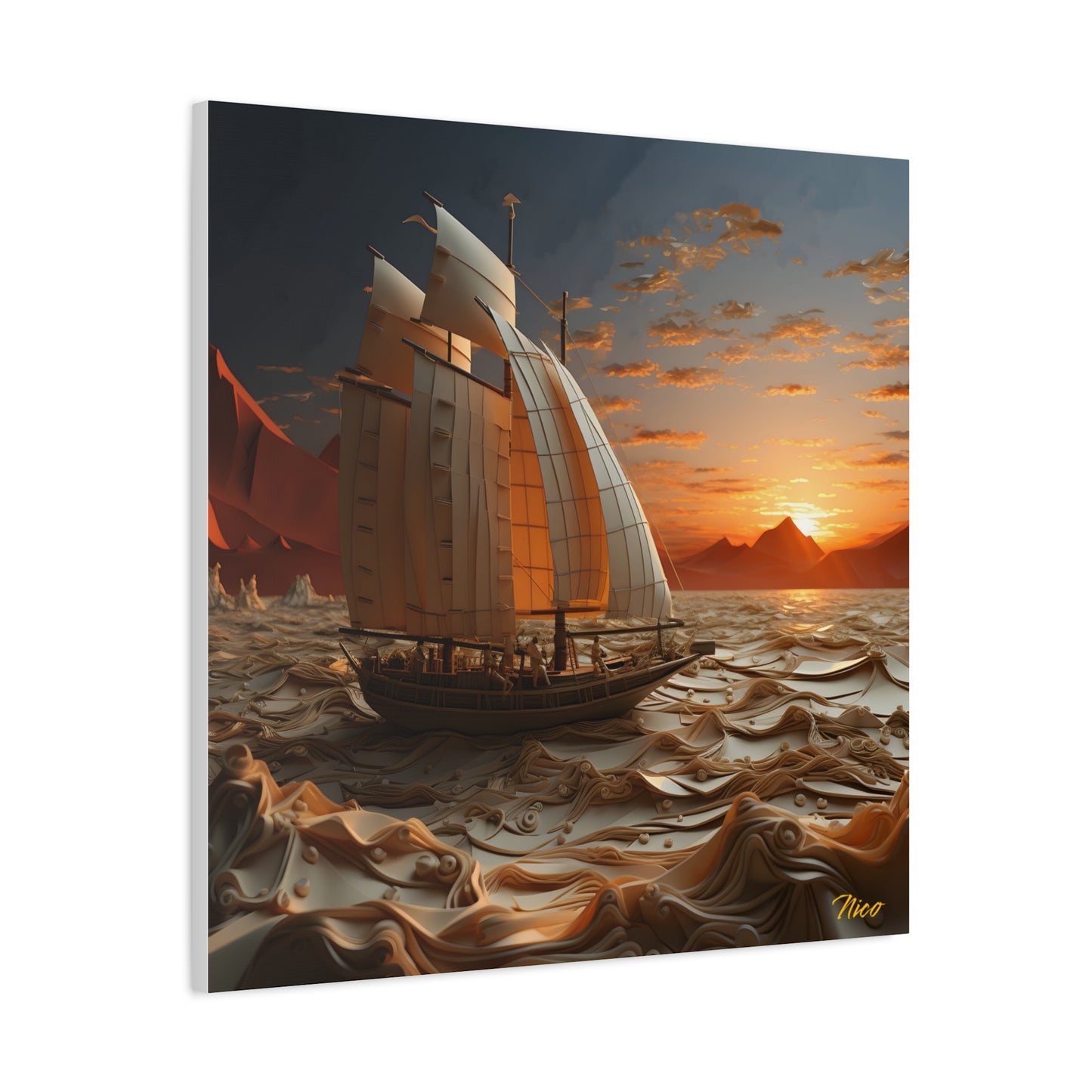 Into The Sunset Series Print #1 - Streched Matte Canvas Print, 1.25" Thick