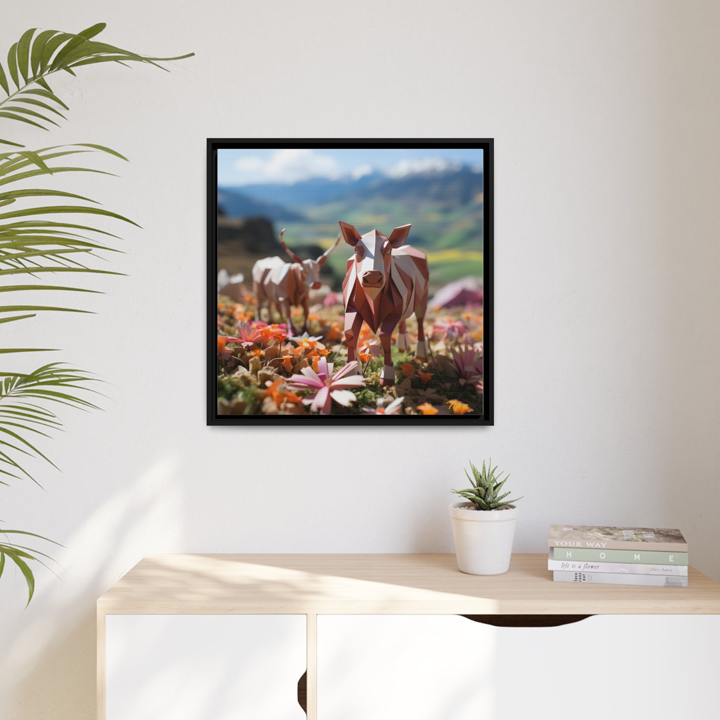 Meadow By The Farm Series Print #1 - Black Framed Canvas Print