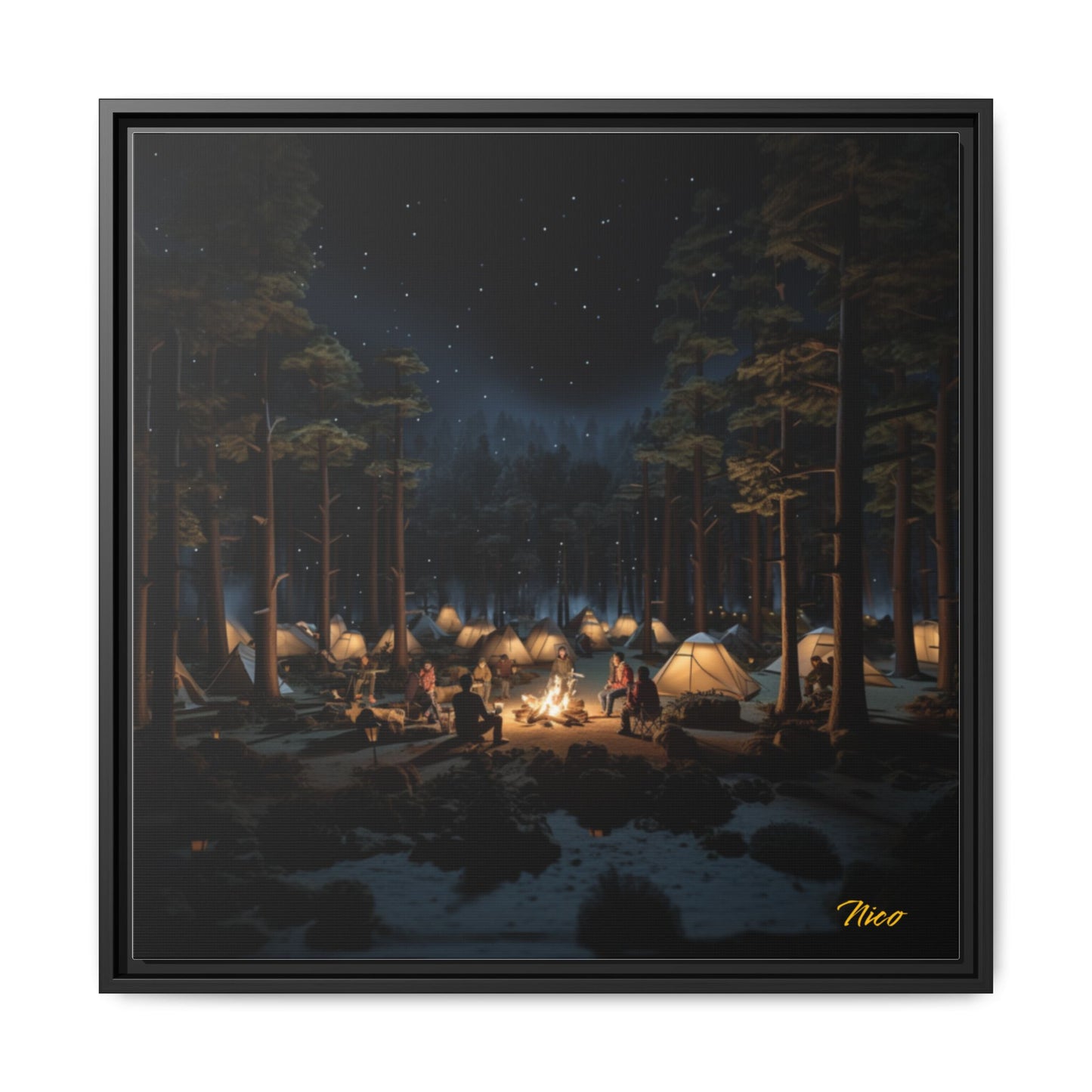 Under The Starry Skies Series Print #5 - Black Framed Canvas Print