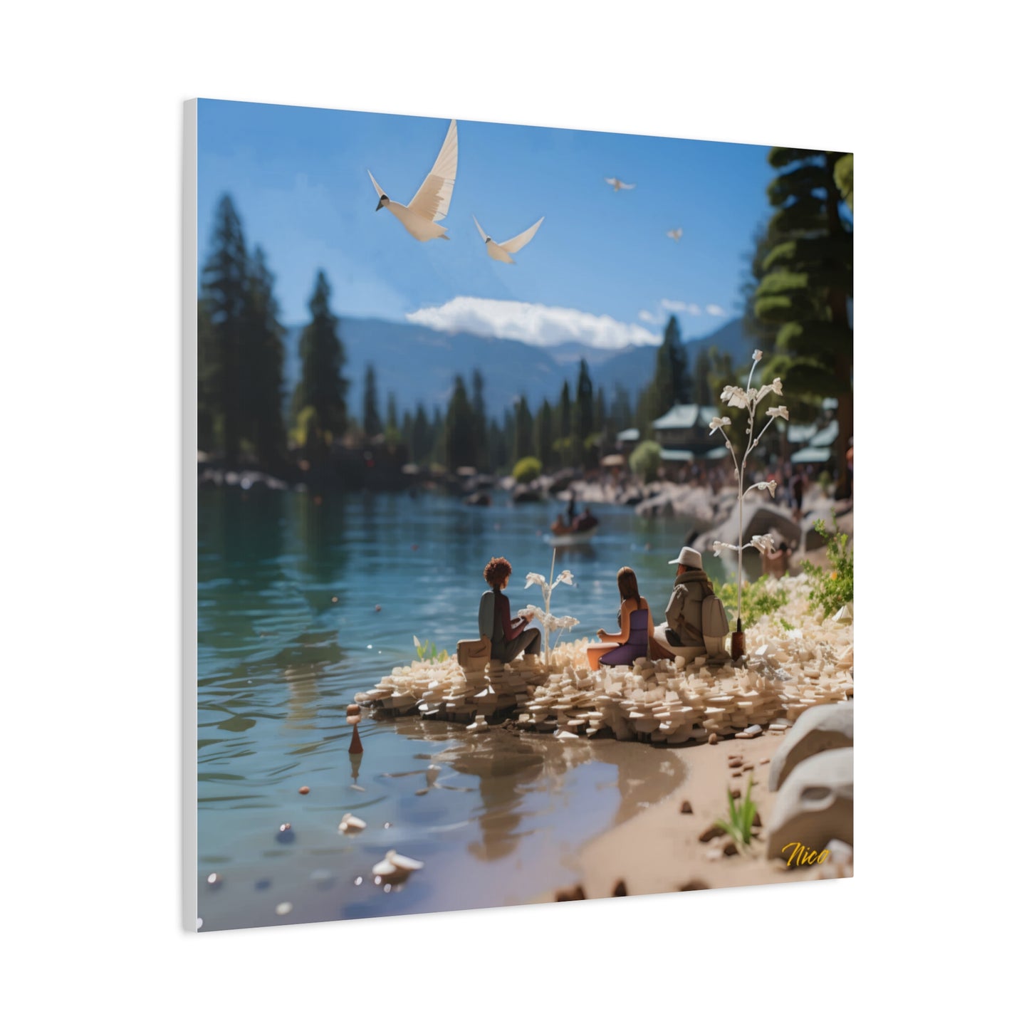 Mountain Lake Series Print #7 - Streched Matte Canvas Print, 1.25" Thick