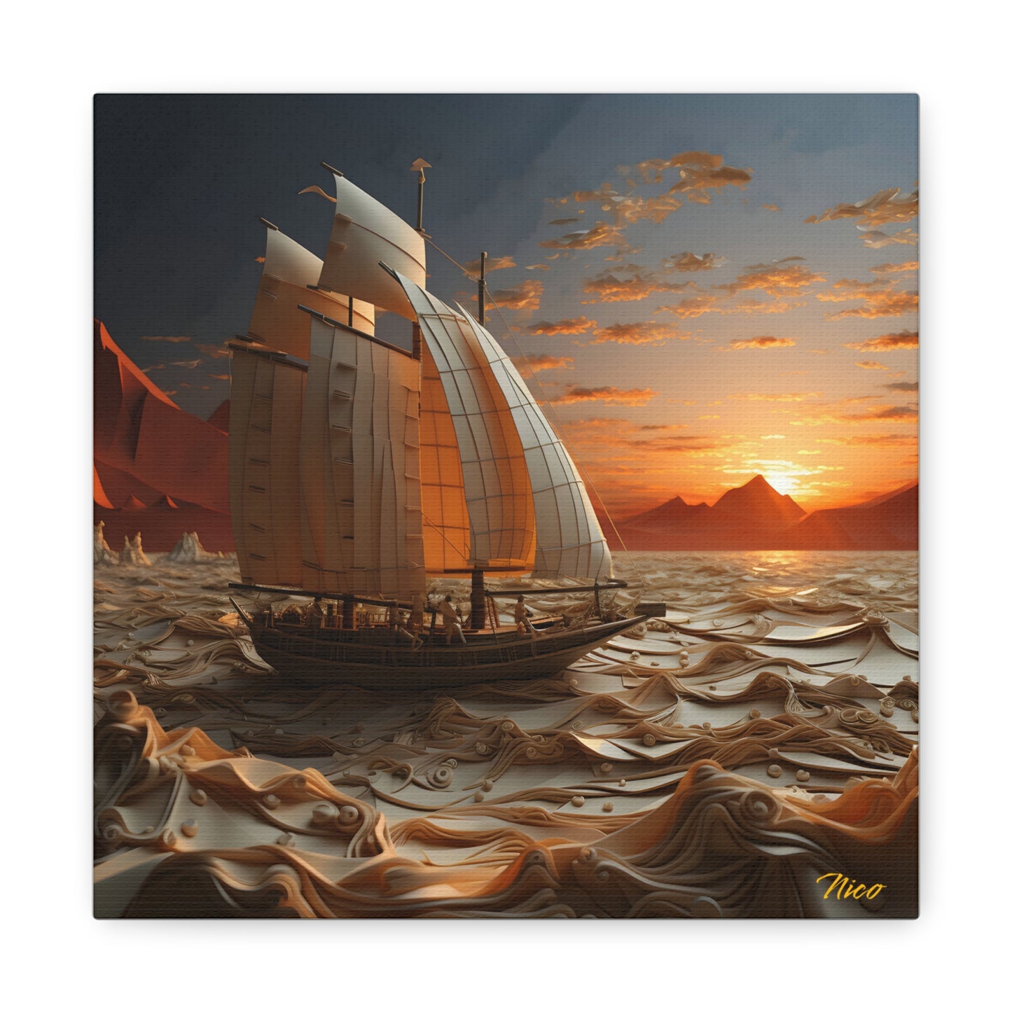 Into The Sunset Series Print #1 - Streched Matte Canvas Print, 1.25" Thick