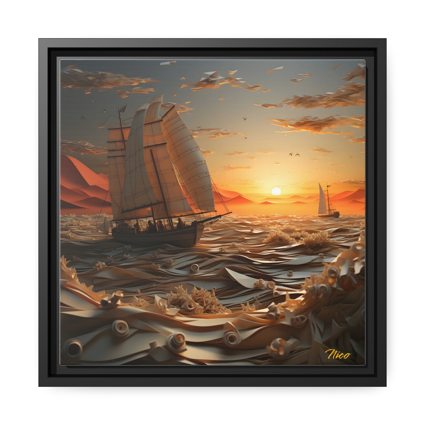 Into The Sunset Series Print #5 - Black Framed Canvas Print