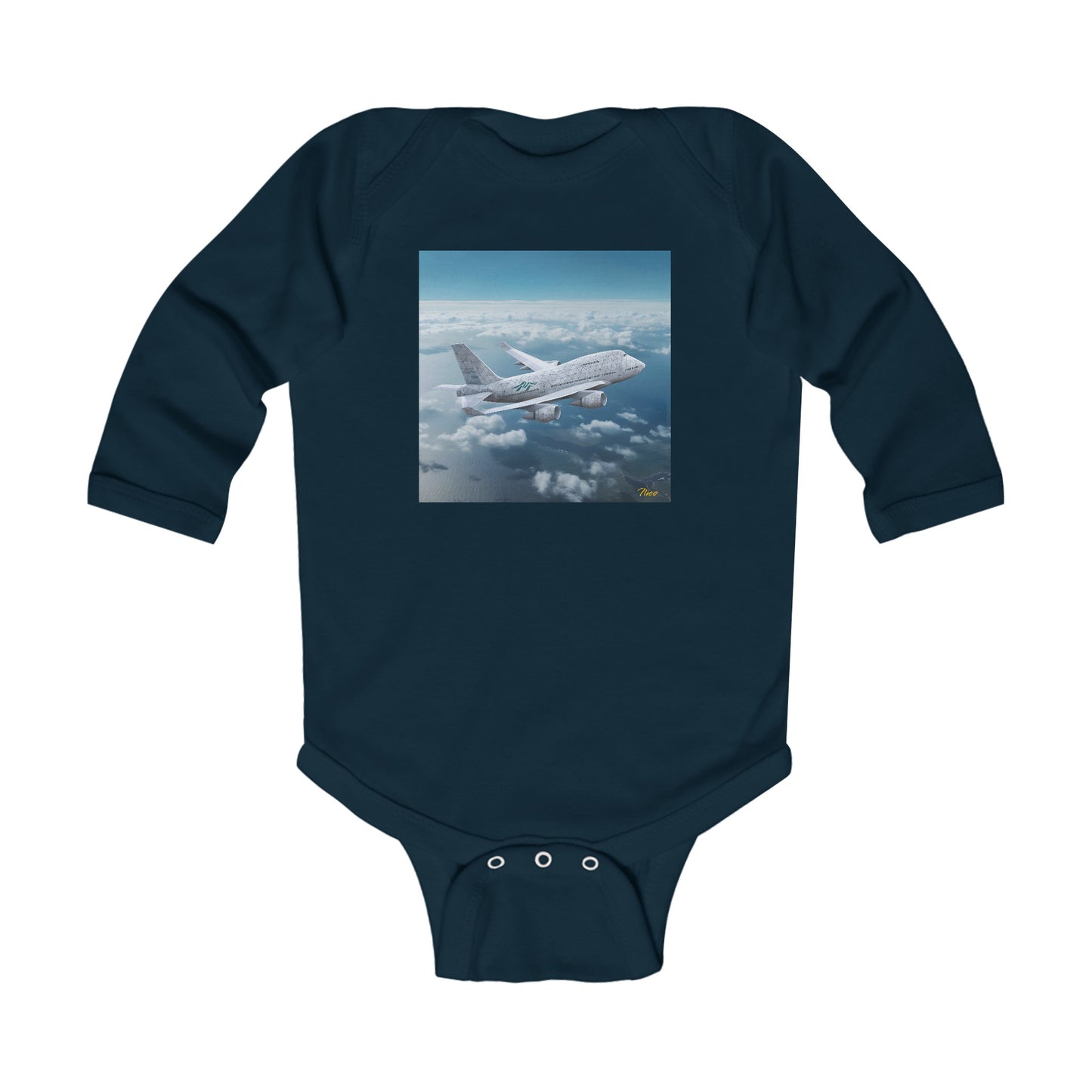 Frequent Flyer Miles Series Print #3 Infant Long Sleeve Bodysuit