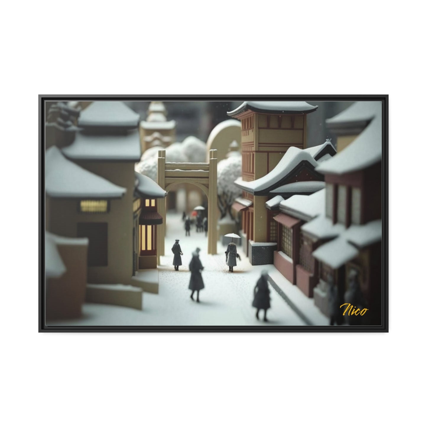 Asian Snow Series Print #9 - Impression sur toile encadrée noire