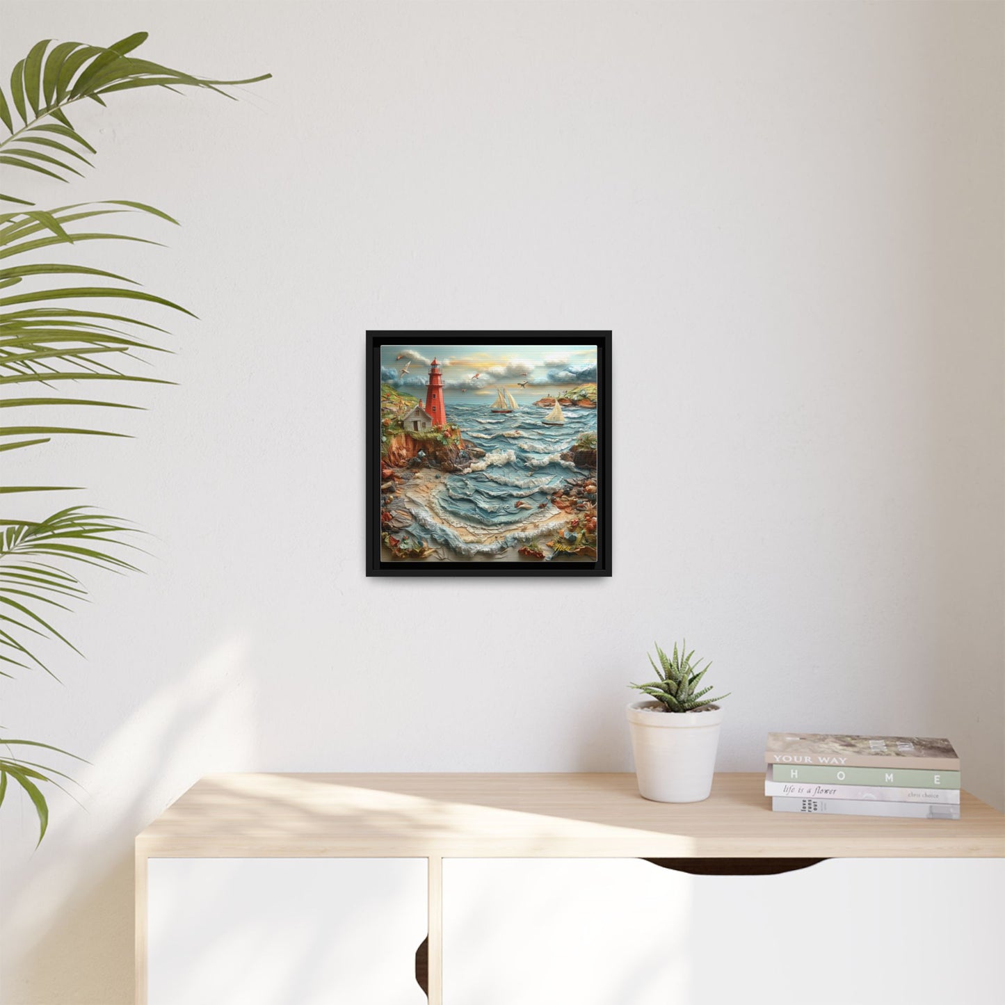 By The Seaside Series Print #2 - Black Framed Canvas Print