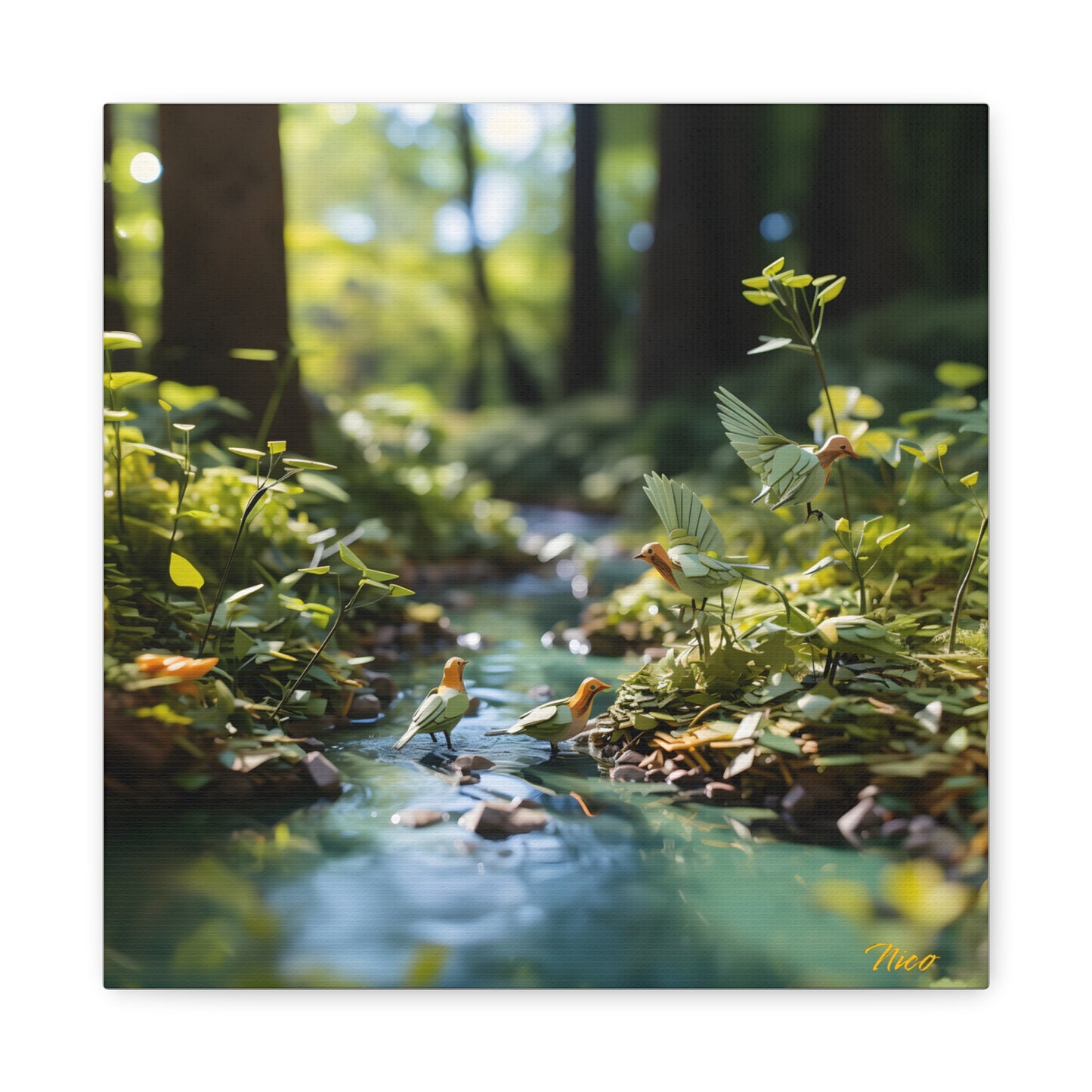 Relaxing By The Brook Series Print #8 - Streched Matte Canvas Print, 1.25" Thick