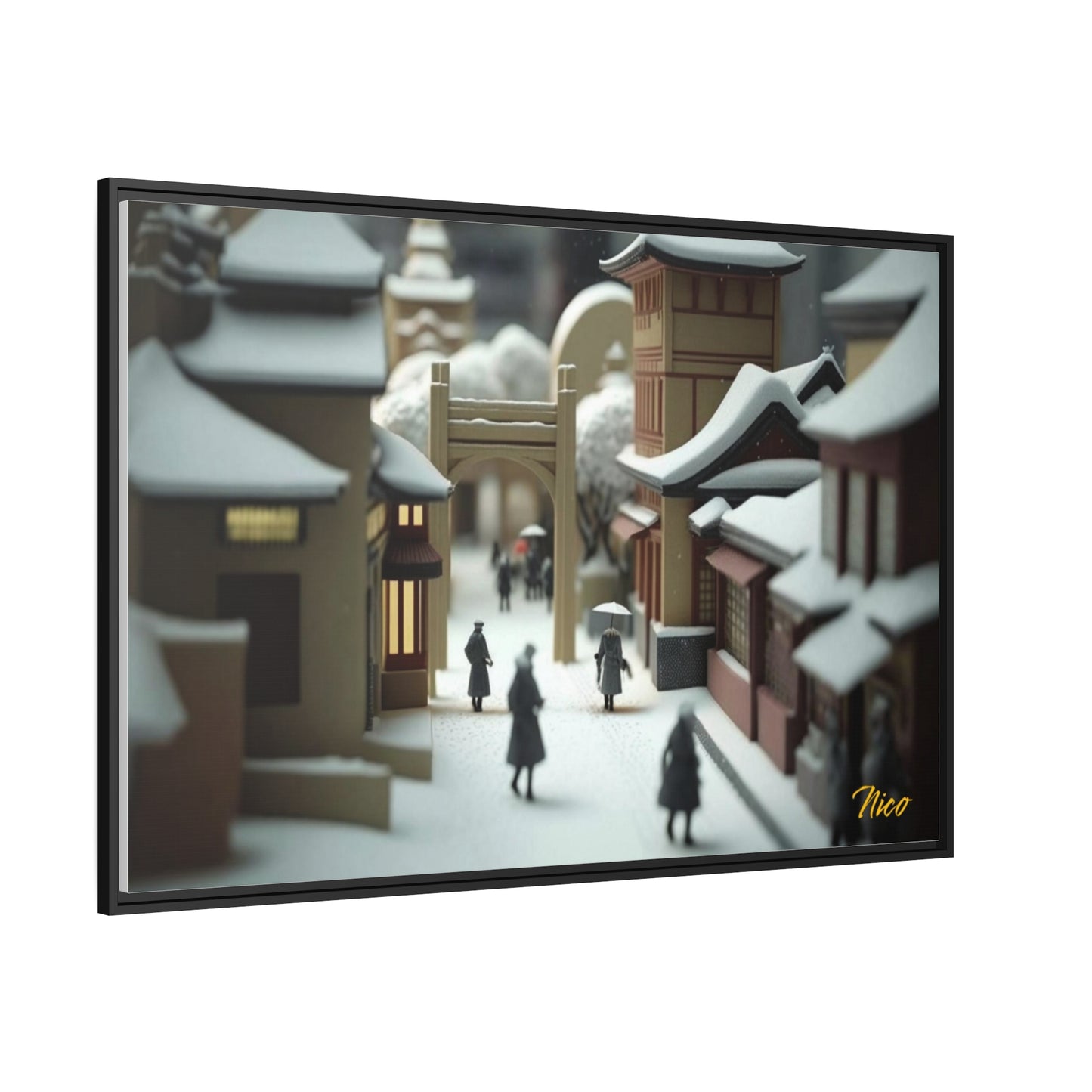 Asian Snow Series Print #9 - Extended Black Framed Canvas Print