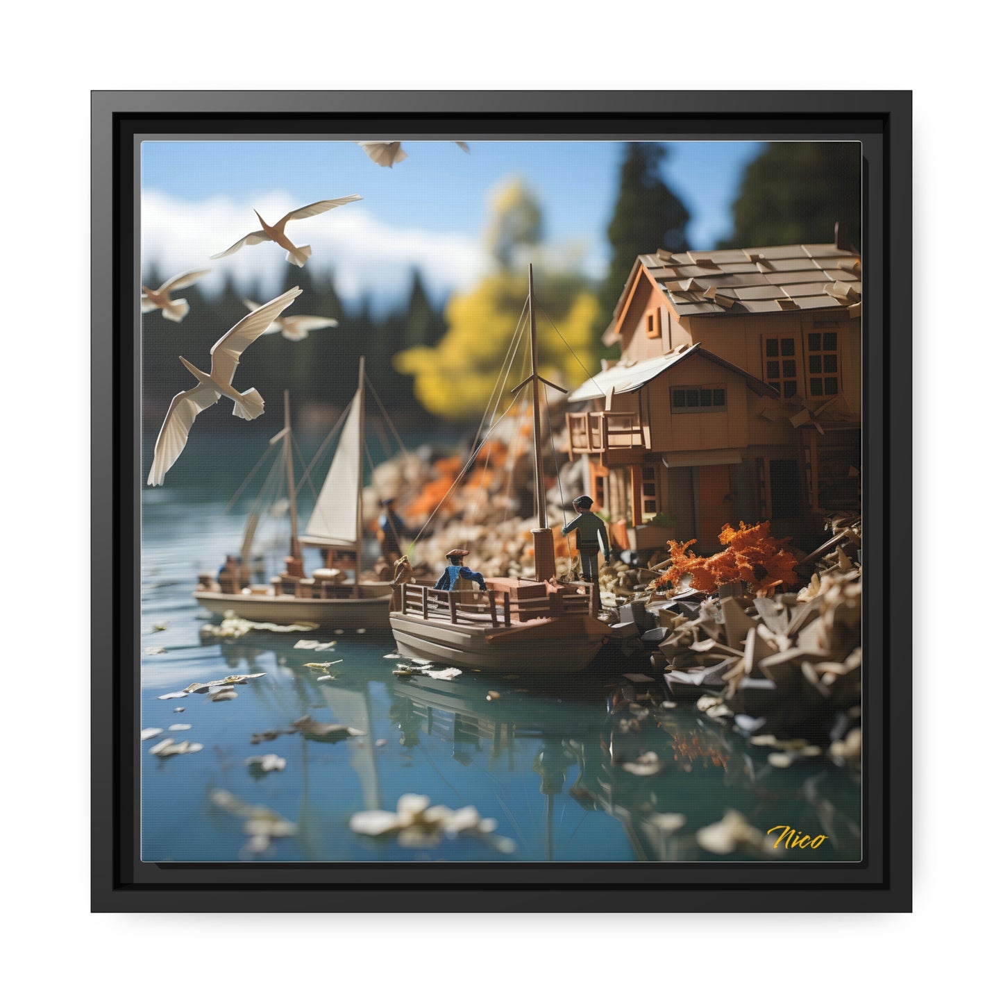 On The Docks By The Bay Series Print #8 - Black Framed Canvas Print