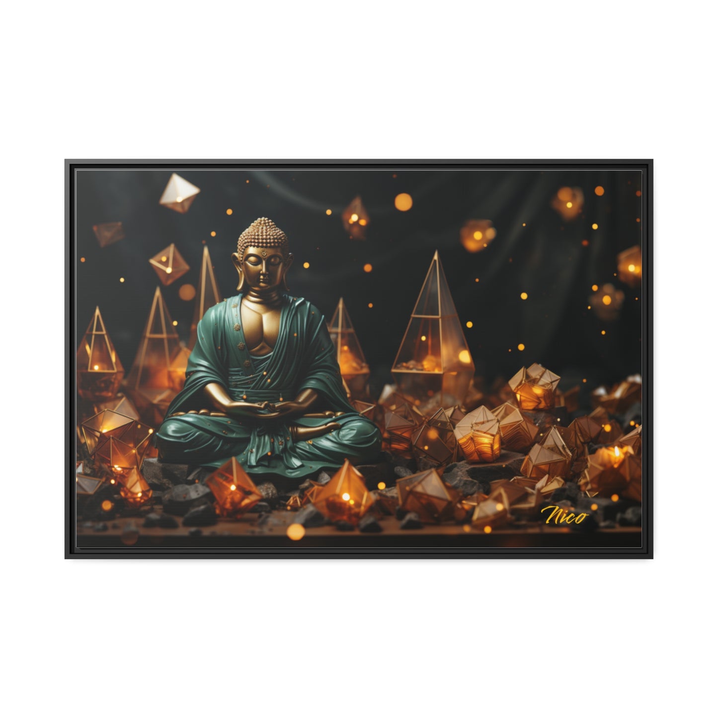 Ascending Buddha Series Print #4 - Black Framed Canvas Print