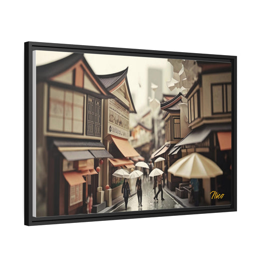 Oriental Rain Series Print #7 - Impression sur toile encadrée noire