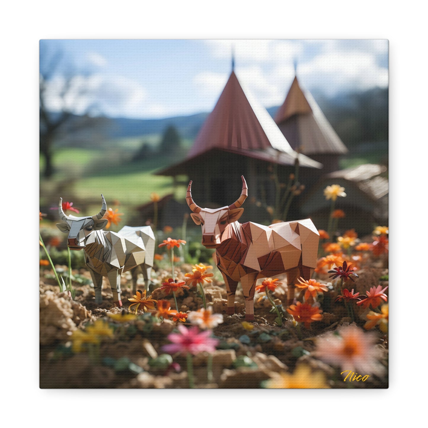 Meadow By The Farm Series Print #8 - Streched Matte Canvas Print, 1.25" Thick