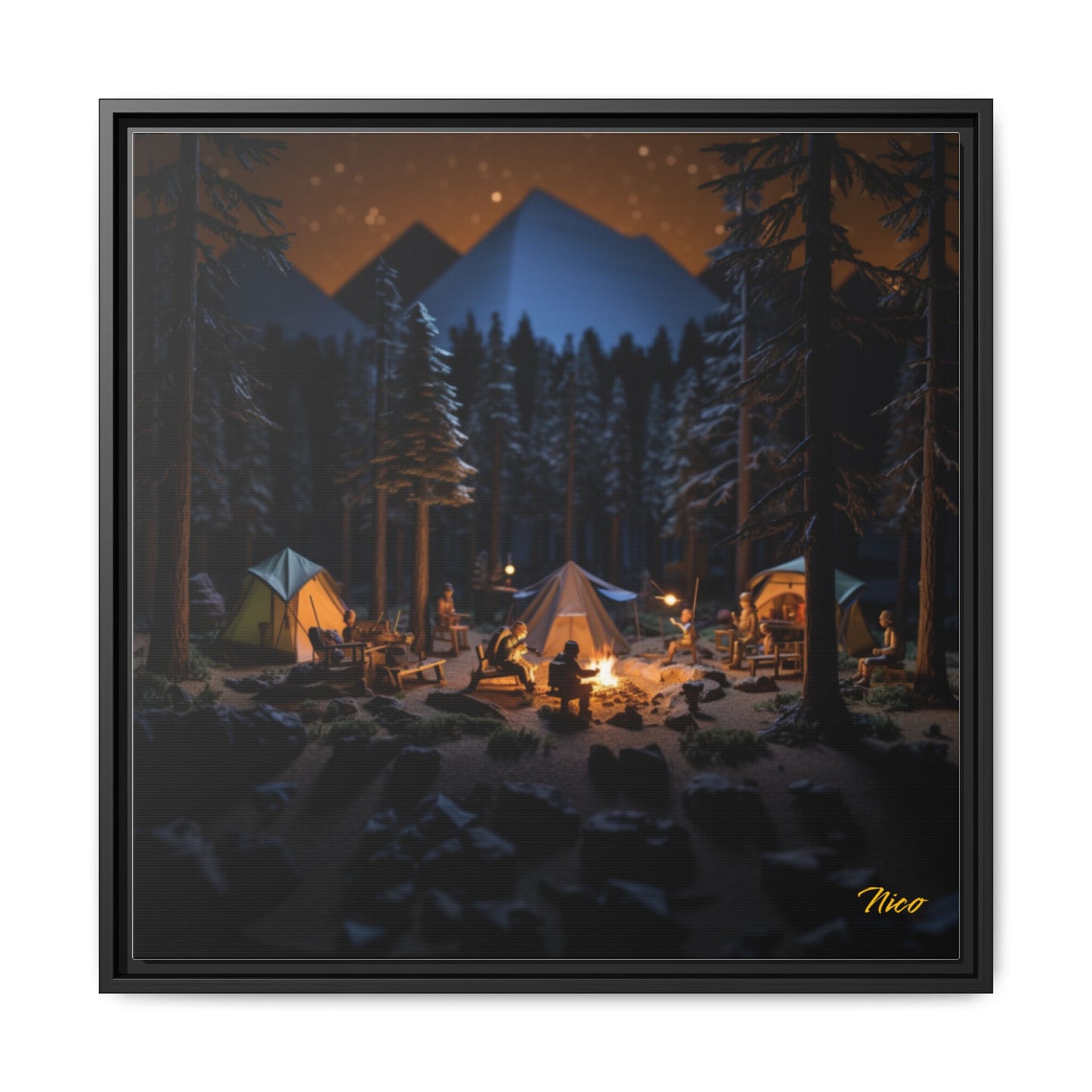 Under The Starry Skies Series Print #1 - Black Framed Canvas Print