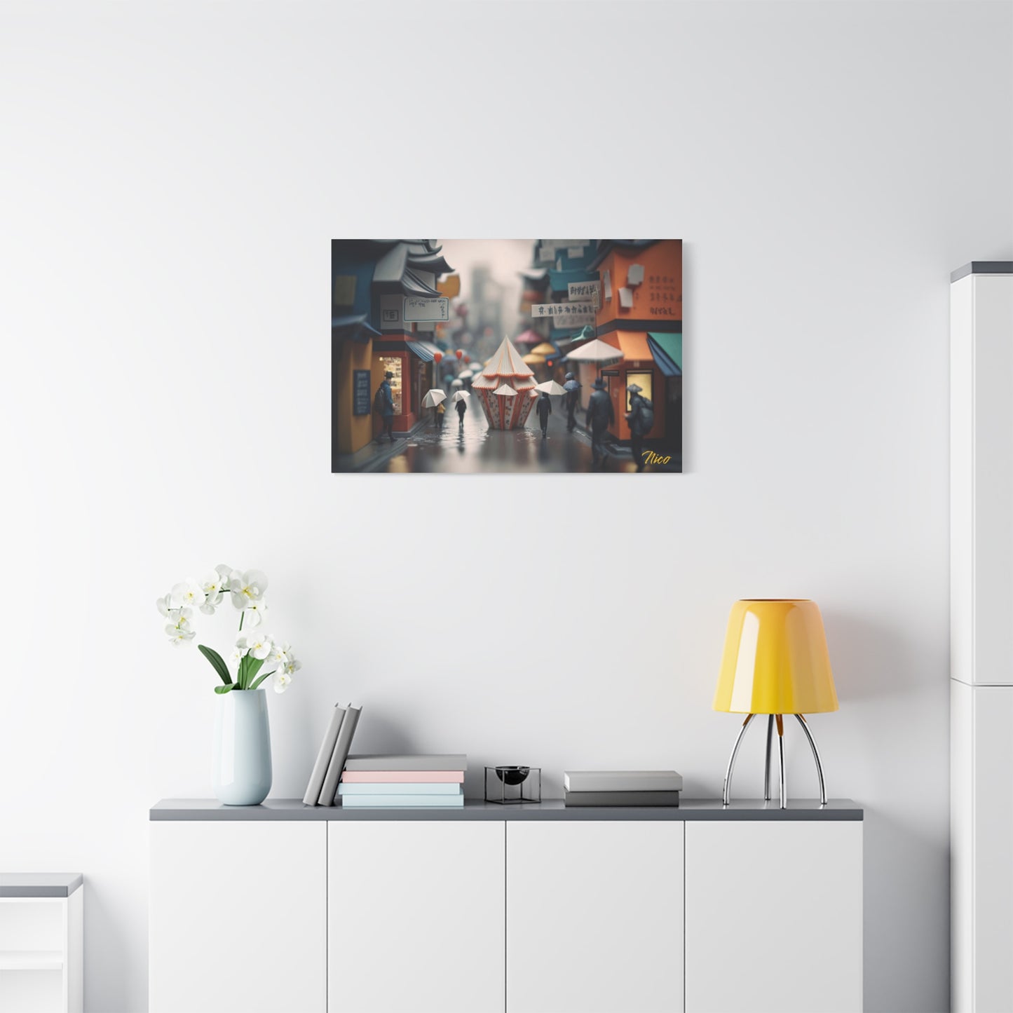 Oriental Rain Series Print #4 - Streched Matte Extended Canvas Print, 1.25" Thick