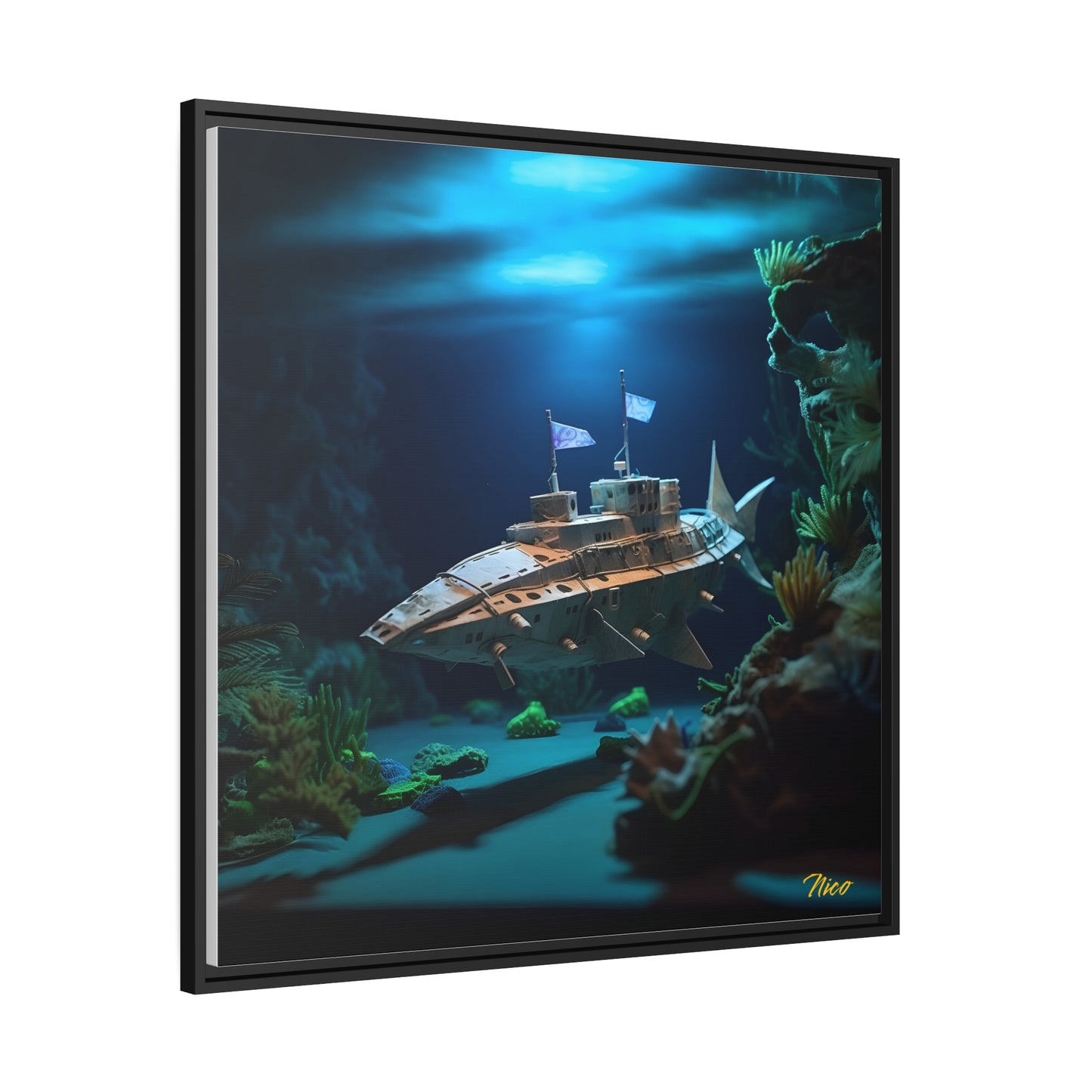 20,000 Under The Sea Series Print #3 - Black Framed Canvas Print
