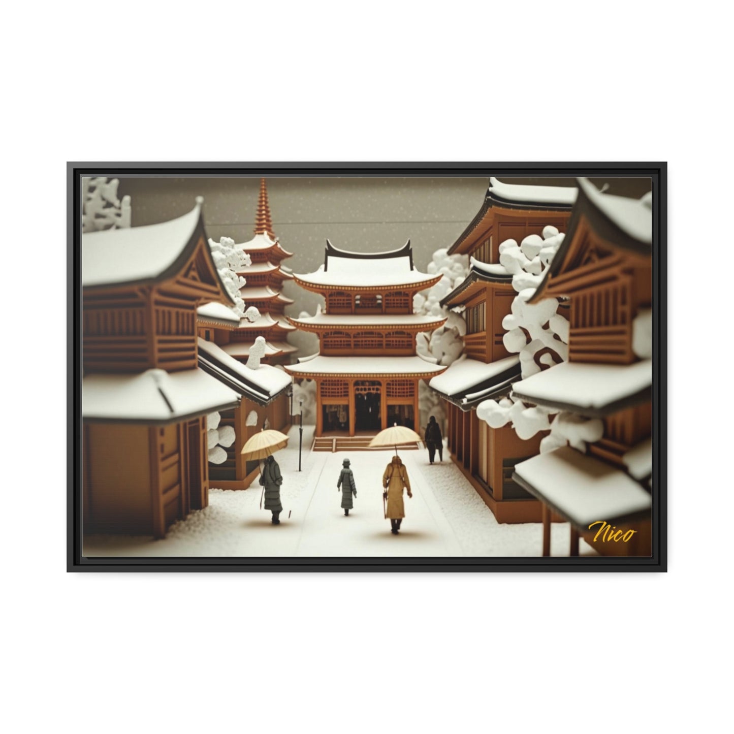 Asian Snow Series Print #10 - Impression sur toile encadrée noire