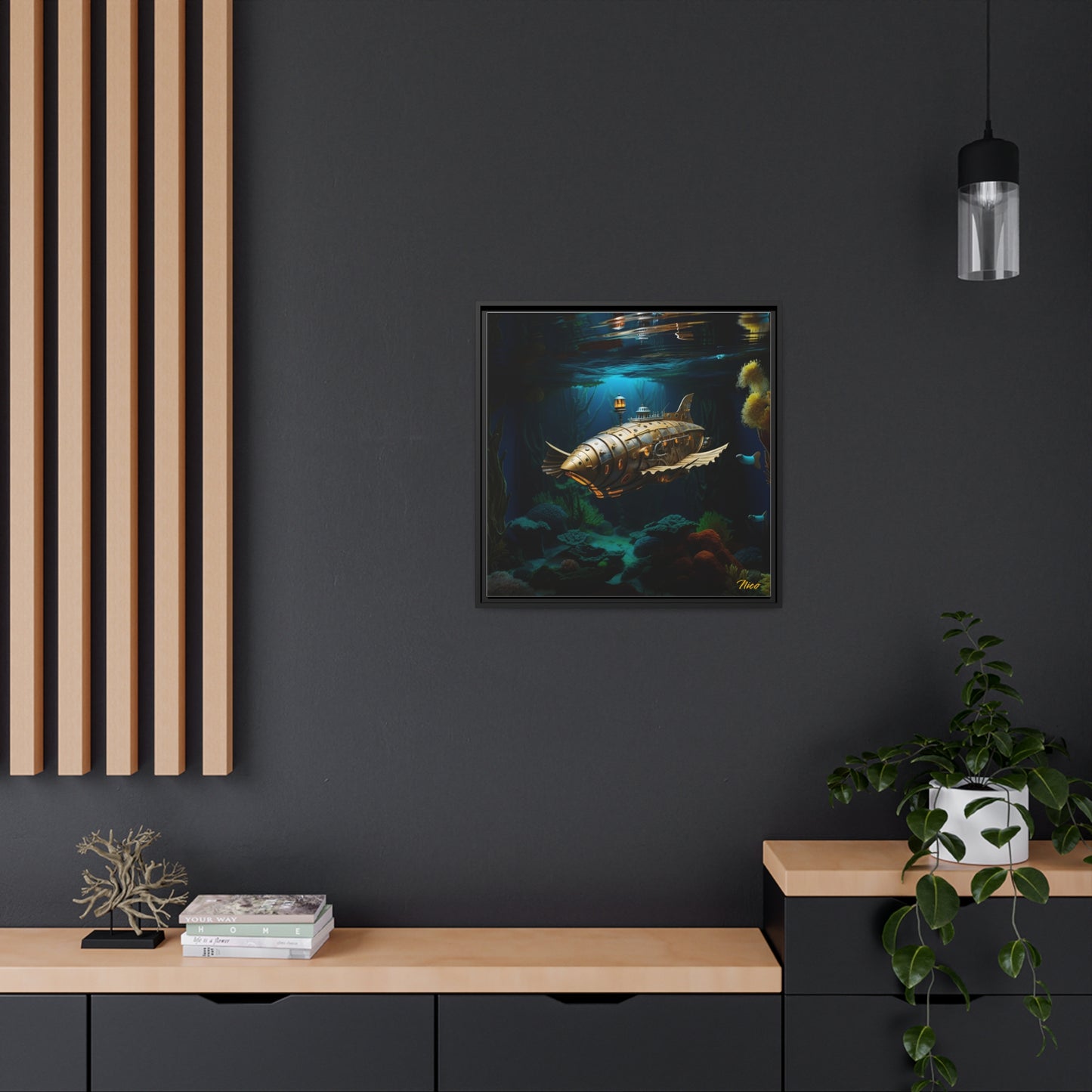 20,000 Under The Sea Series Print #9 - Black Framed Canvas Print