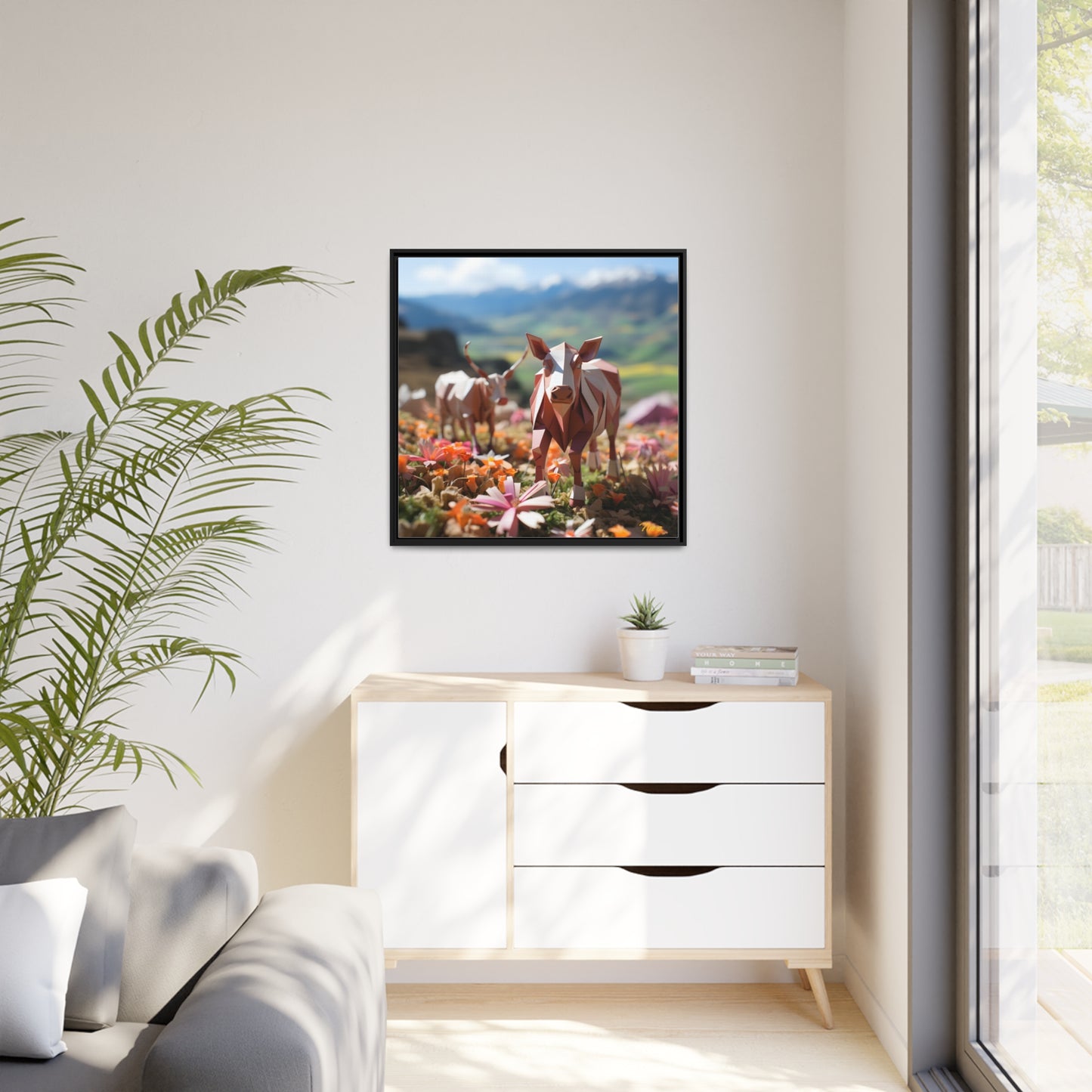 Meadow By The Farm Series Print #1 - Black Framed Canvas Print