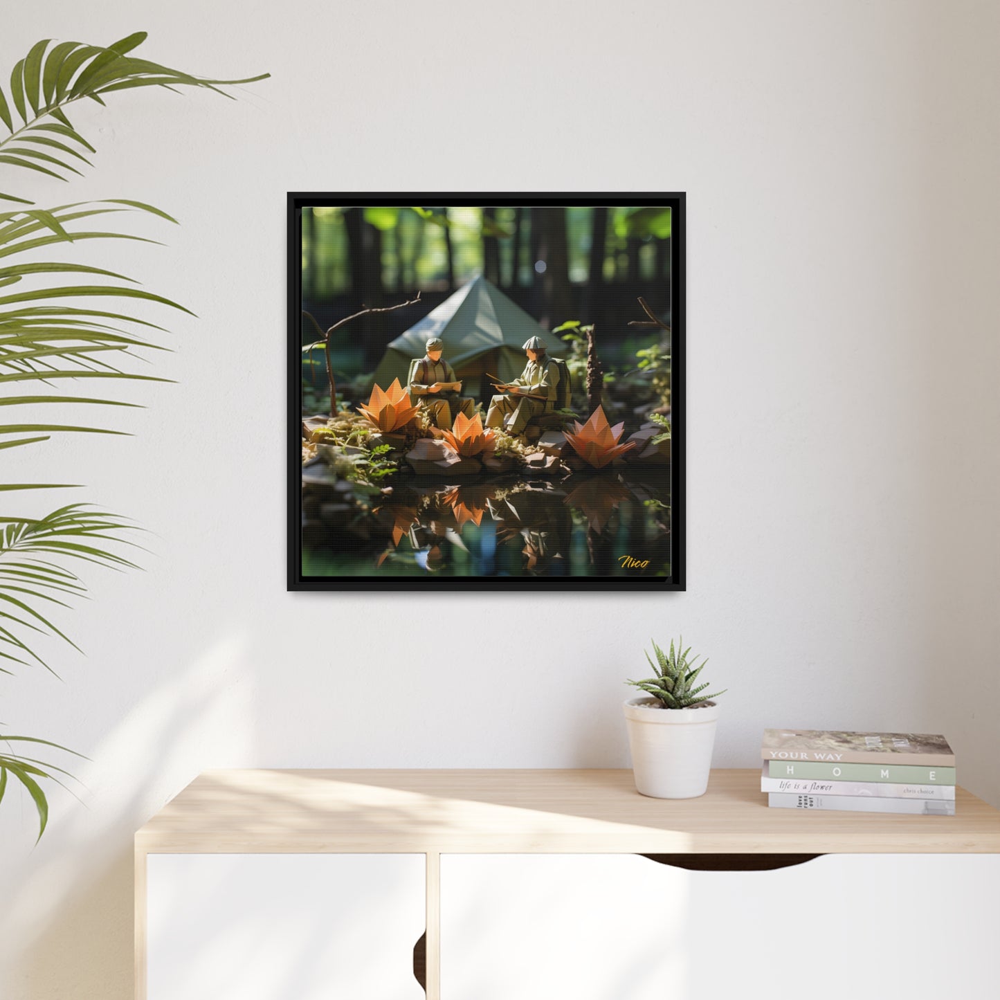 Relaxing By The Brook Series Print #7 - Black Framed Canvas Print