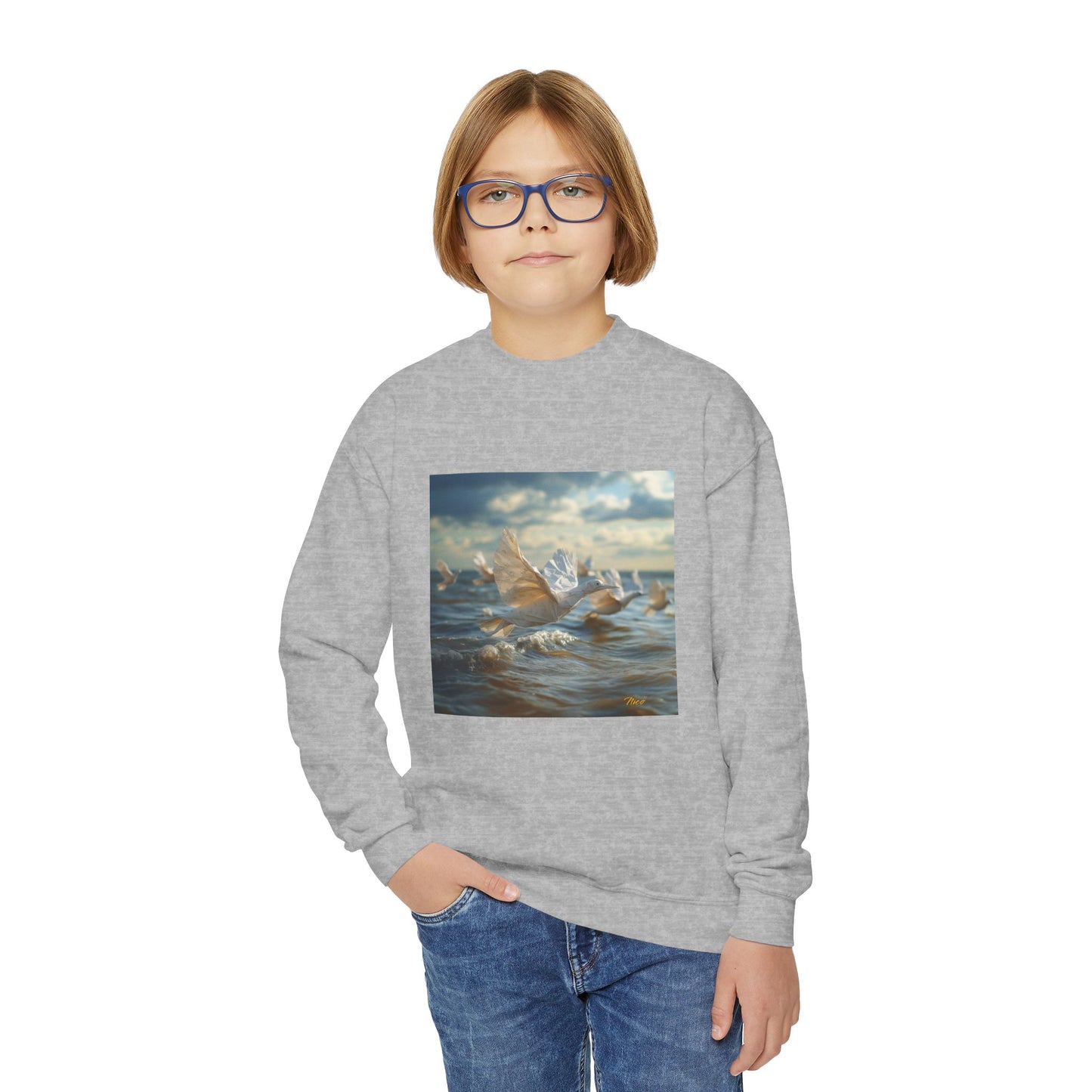 By The Seaside Series Print #8 Youth Crewneck Sweatshirt