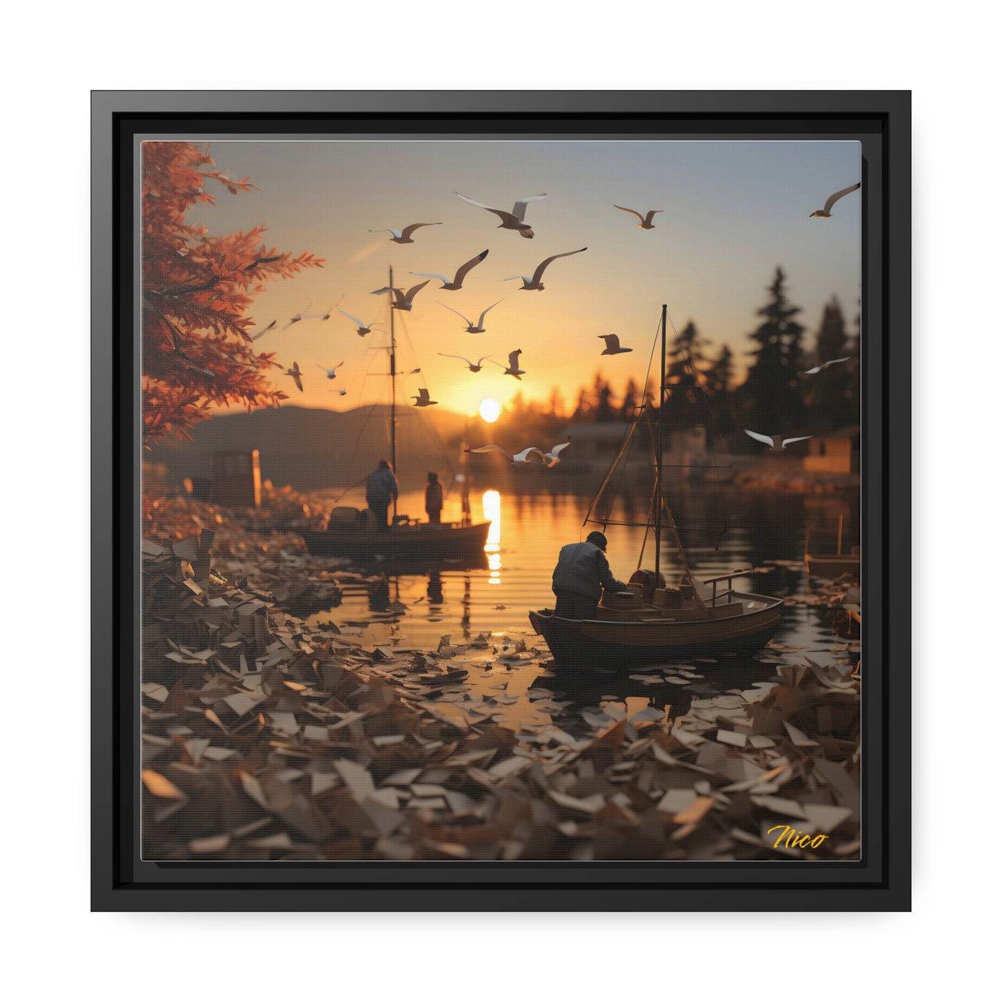 On The Docks By The Bay Series Print #4 - Black Framed Canvas Print