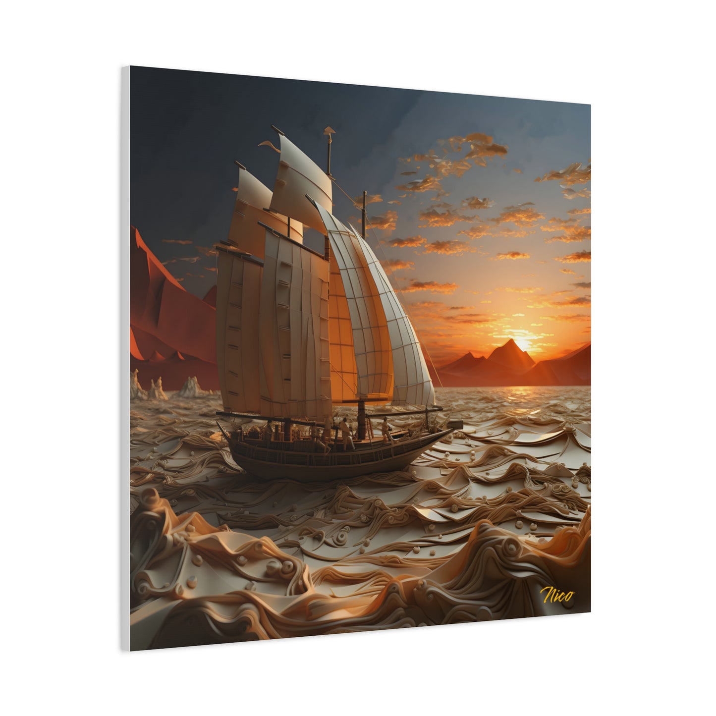 Into The Sunset Series Print #1 - Streched Matte Canvas Print, 1.25" Thick