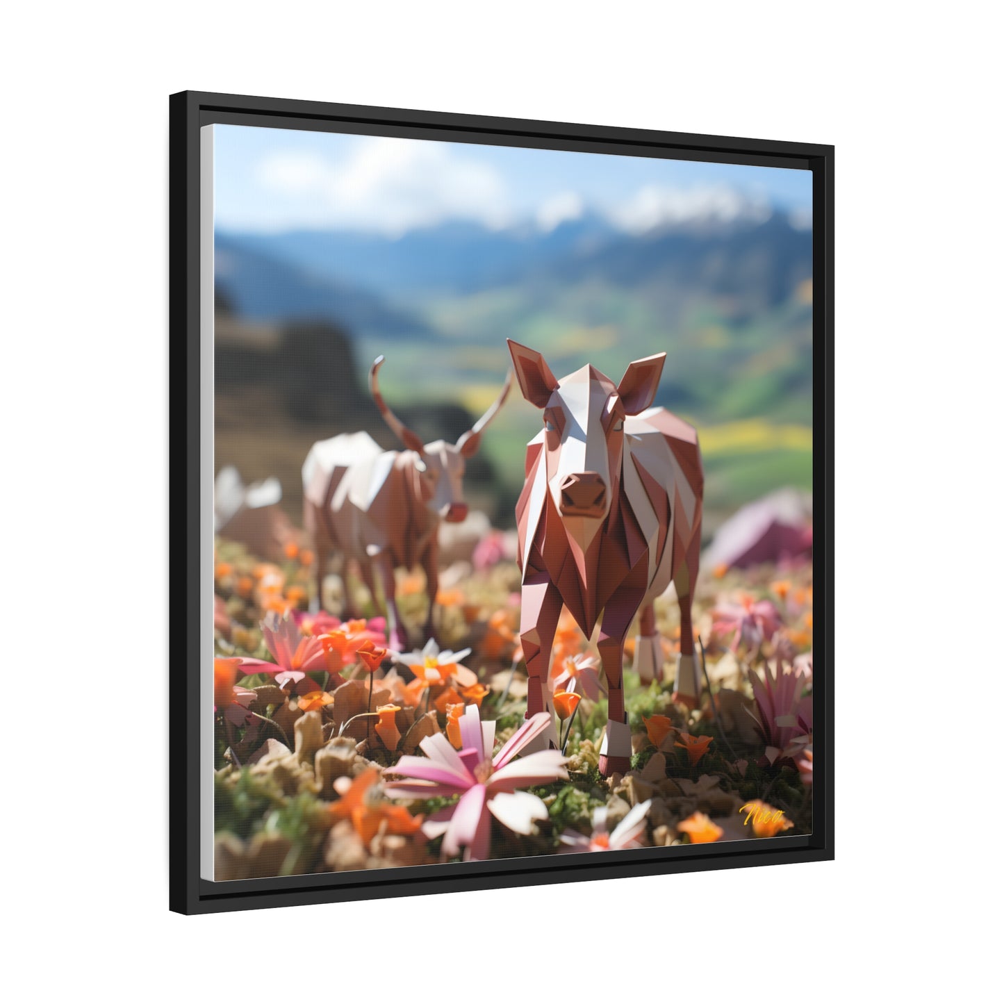 Meadow By The Farm Series Print #1 - Black Framed Canvas Print