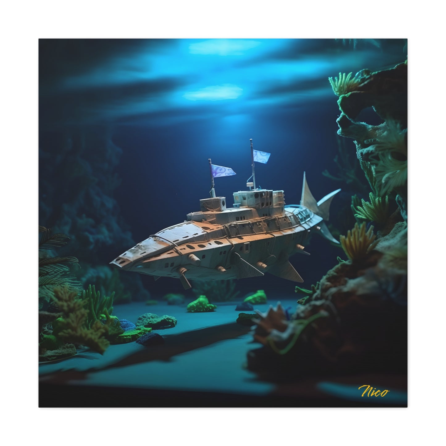 20,000 Leagues Under The Sea Series Print #3 - Streched Matte Canvas Print, 1.25" Thick