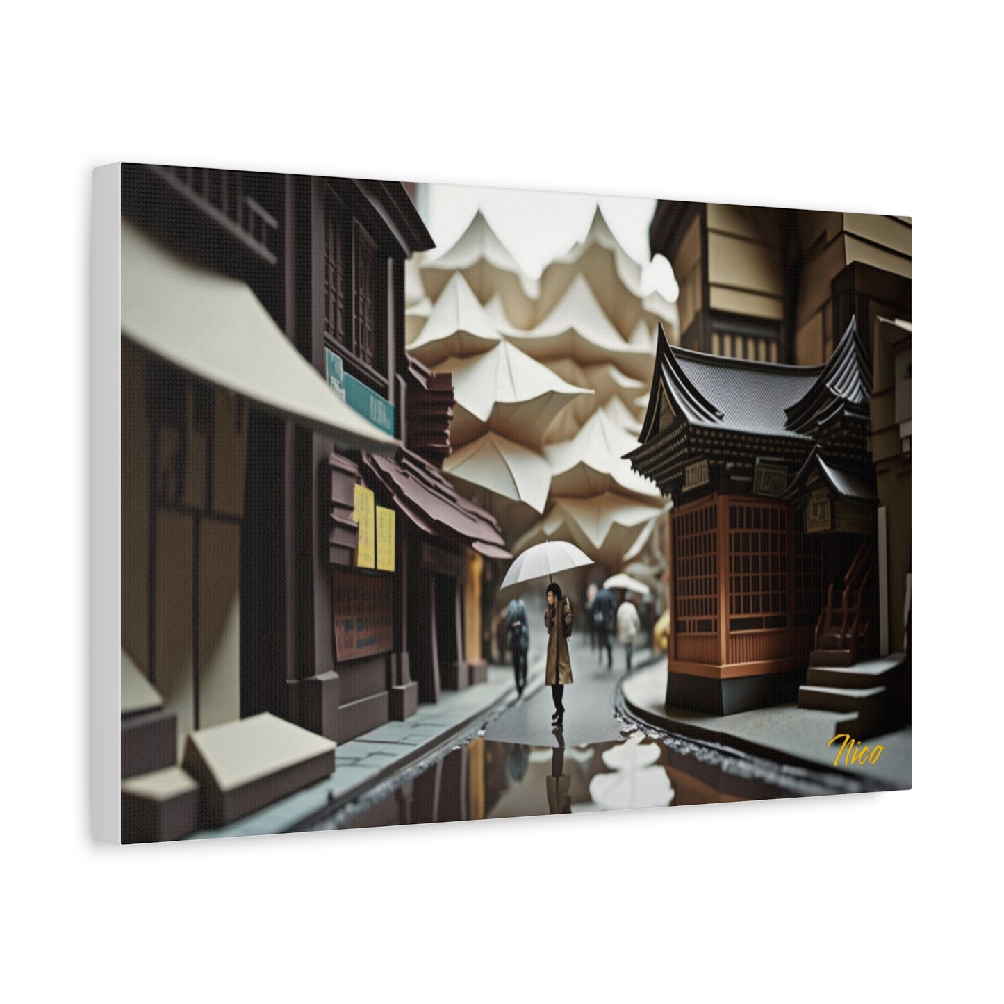 Oriental Rain Series Print #6 - Streched Matte Extended Canvas Print, 1.25" Thick