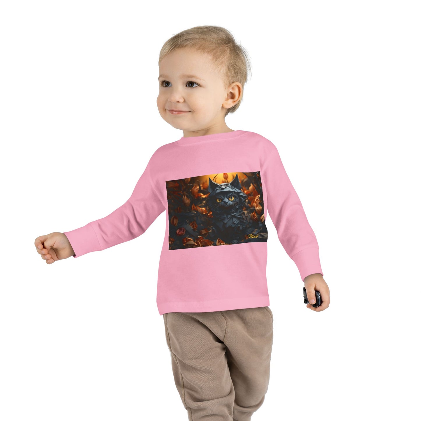 Halloween 2024 Series Print #2 "The Kitty Of Evil!" Toddler Long Sleeve Tee