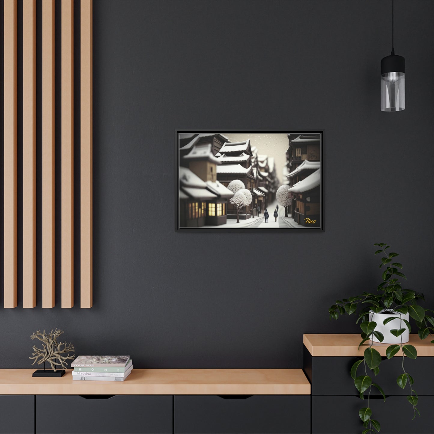 Asian Snow Series Print #7 - Extended Black Framed Canvas Print