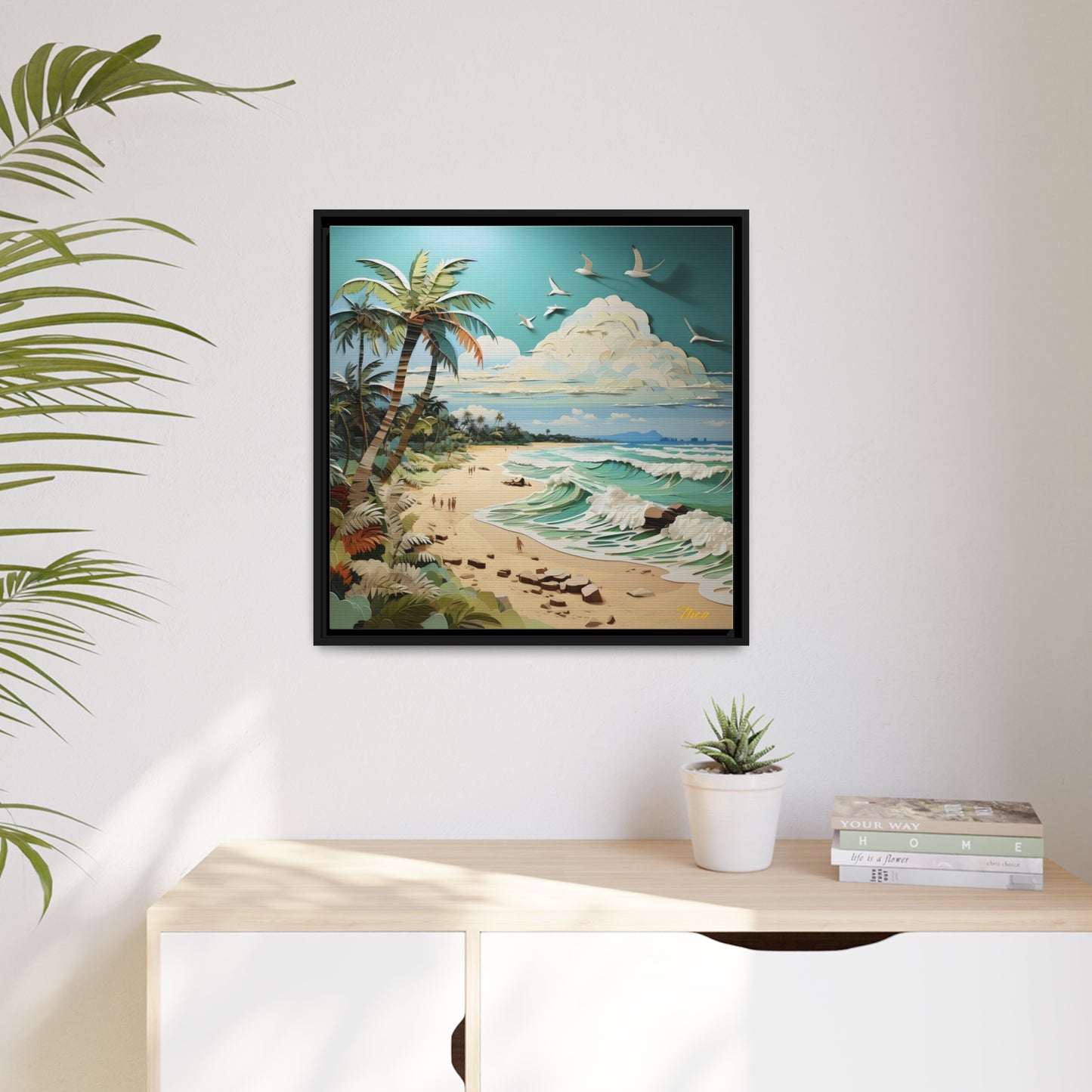 By The Seaside Series Print #2 - Black Framed Canvas Print