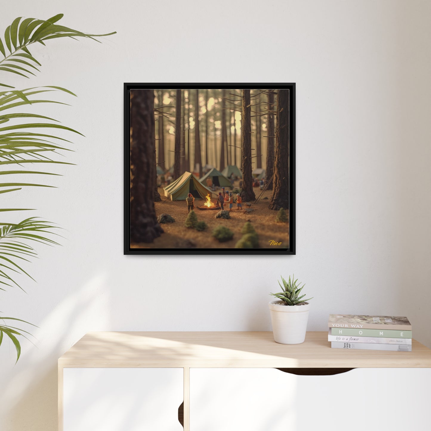 Campfire Series Print #3 - Black Framed Canvas Print