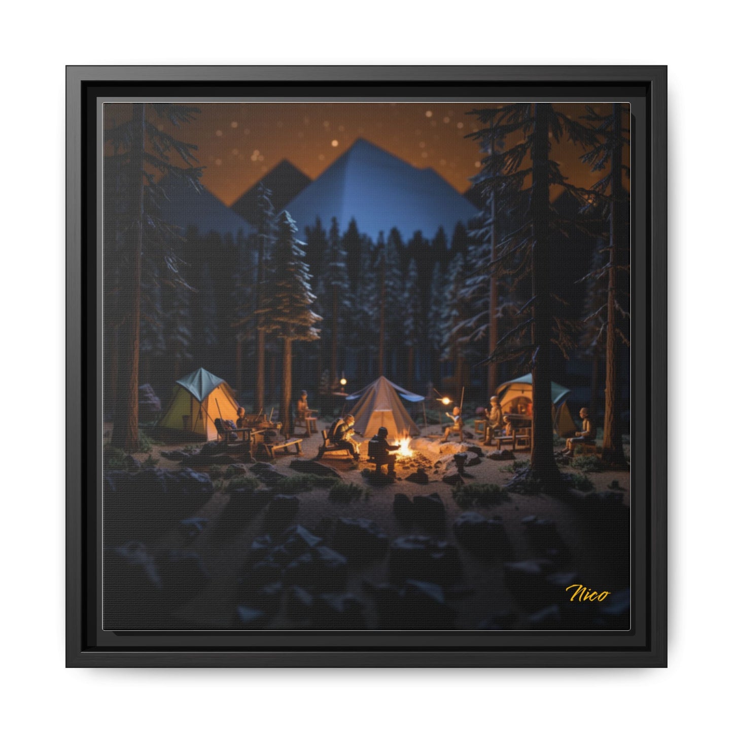 Under The Starry Skies Series Print #1 - Black Framed Canvas Print