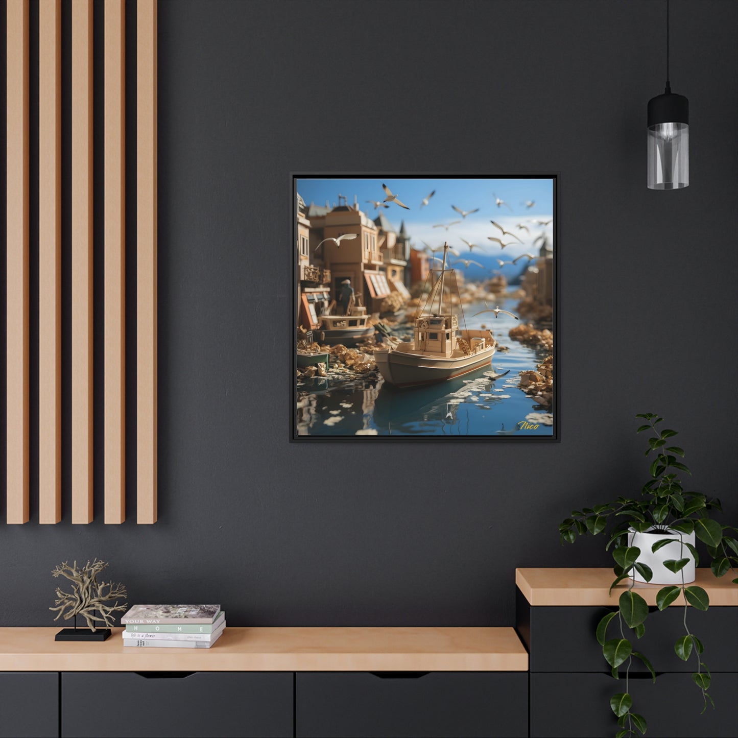 On The Docks By The Bay Series Print #3 - Black Framed Canvas Print