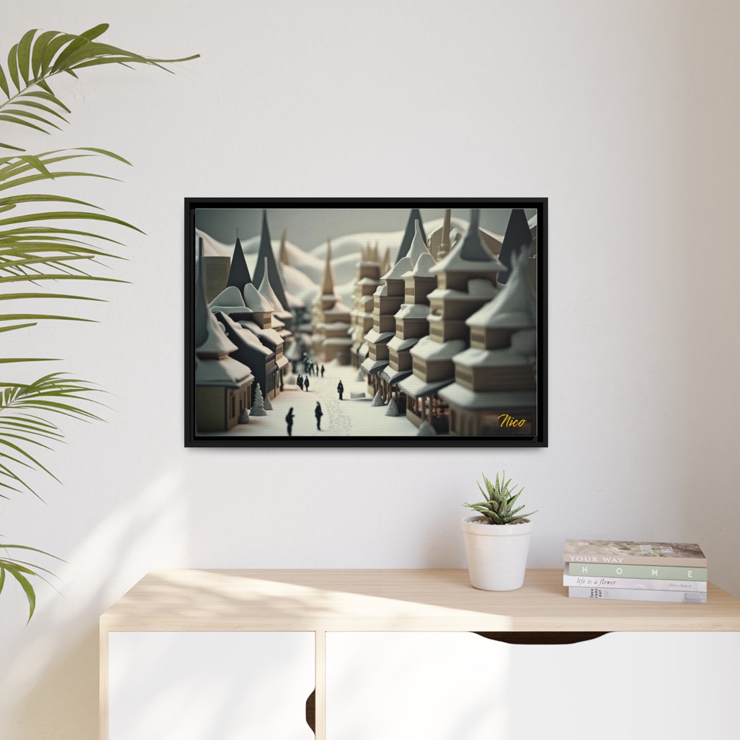 Asian Snow Series Print #1 - Extended Black Framed Canvas Print