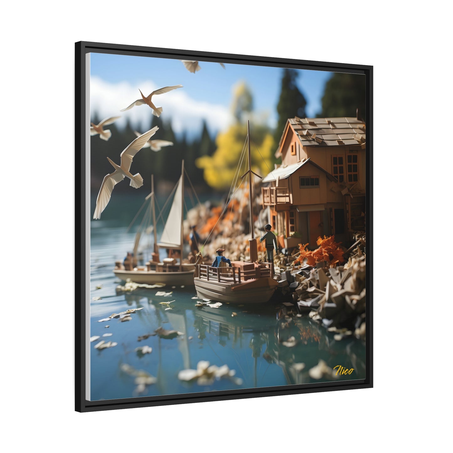 On The Docks By The Bay Series Print #8 - Black Framed Canvas Print