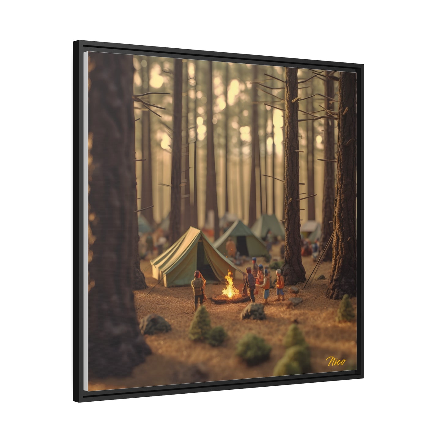 Campfire Series Print #3 - Black Framed Canvas Print