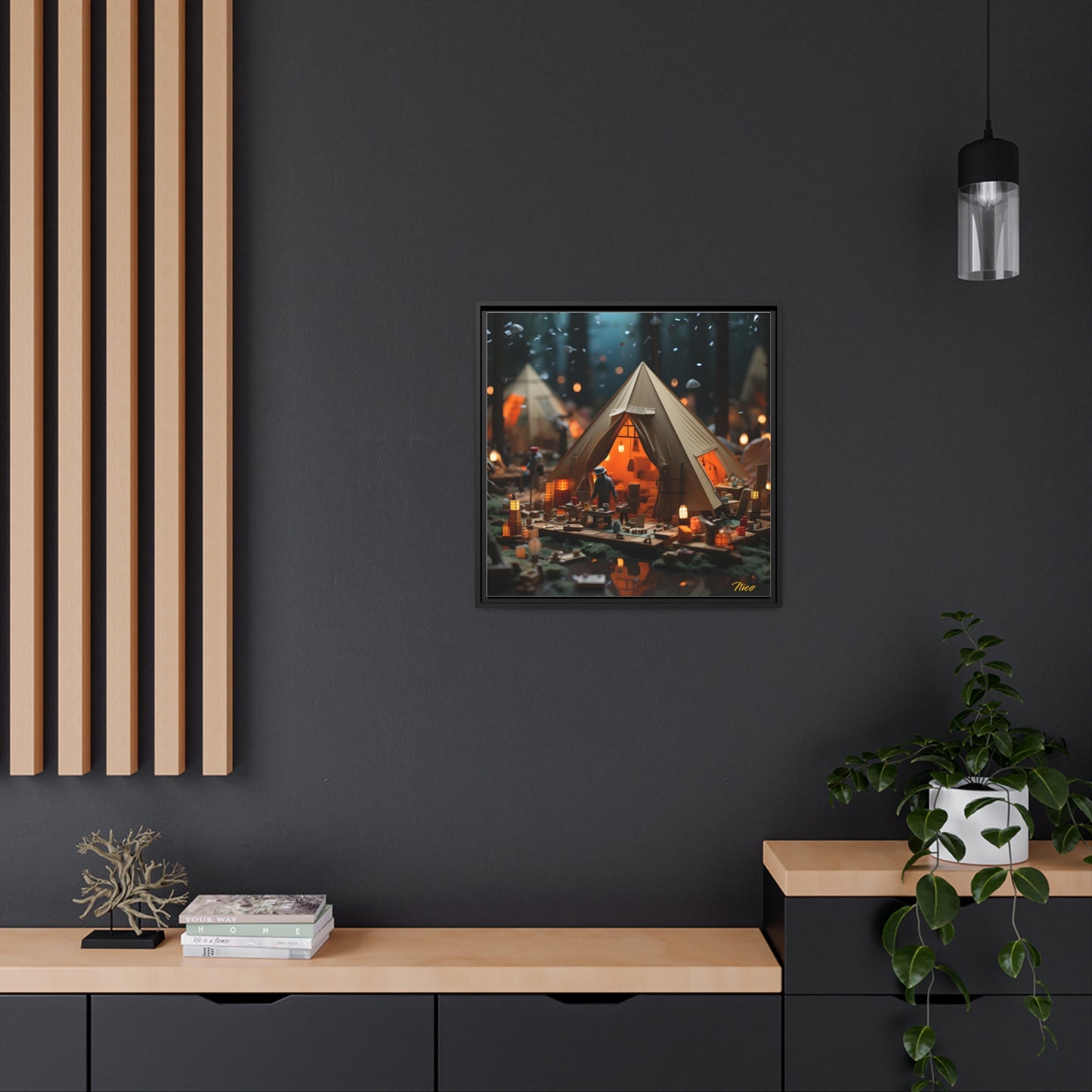 Camping In The Rain Series Print #8 - Black Framed Canvas Print