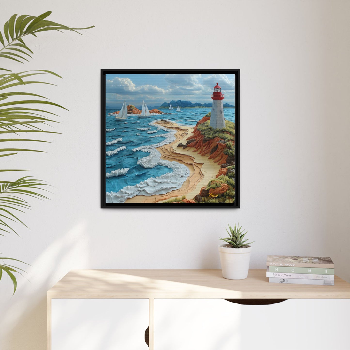 By The Seaside Series Print #4 - Black Framed Canvas Print