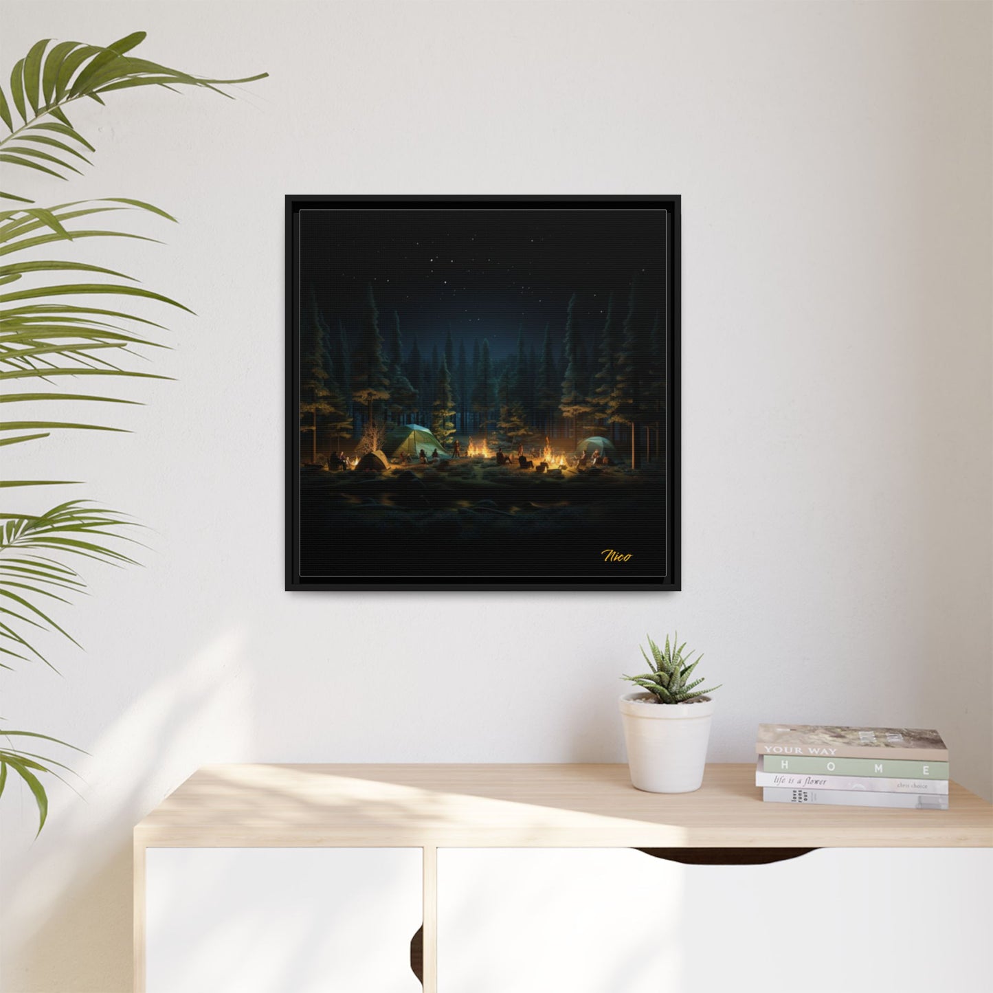 Under The Starry Skies Series Print #2 - Black Framed Canvas Print