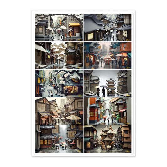 Oriental Rain - All 10 Prints In Series - Sticker sheet