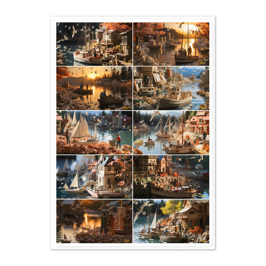 On The Docks By The Bay - All 10 Prints In Series - Sticker sheet