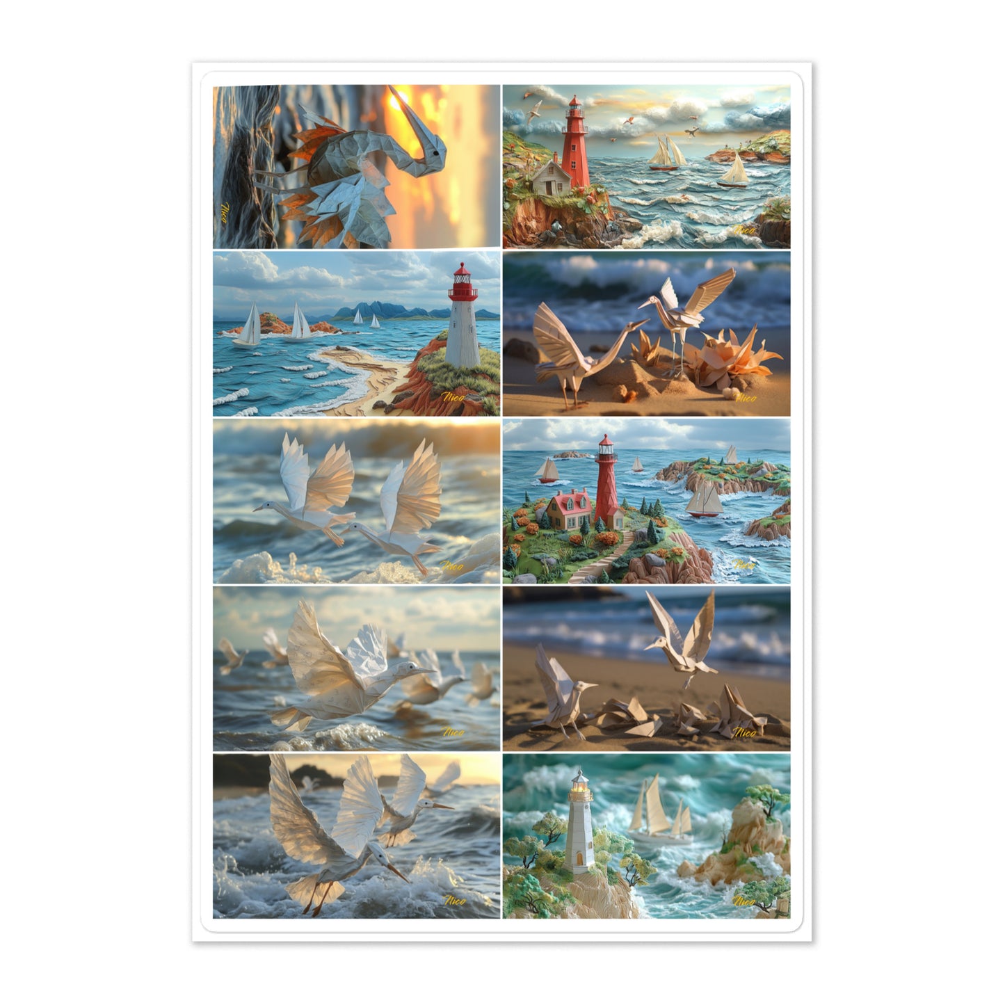 By The Seaside - All 10 Prints In Series - Sticker sheet