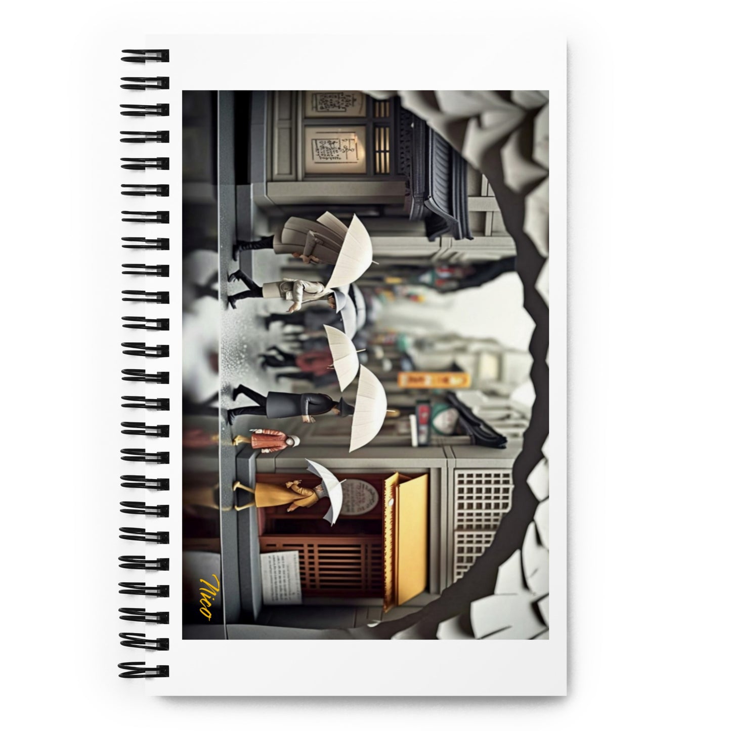 Oriental Rain Series Print #1 - Spiral notebook